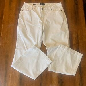 Talbots Pants 14 Ivory Textured Corduroy Trousers Boot cut Pockets 90’s